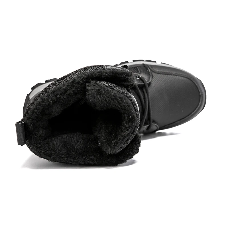 Winter Warm Plush Men Women Hiking Boots Couple Combat Shoes Men Fashion Black Plus Size 46 Leather Snow Boots Women Botas Mujer