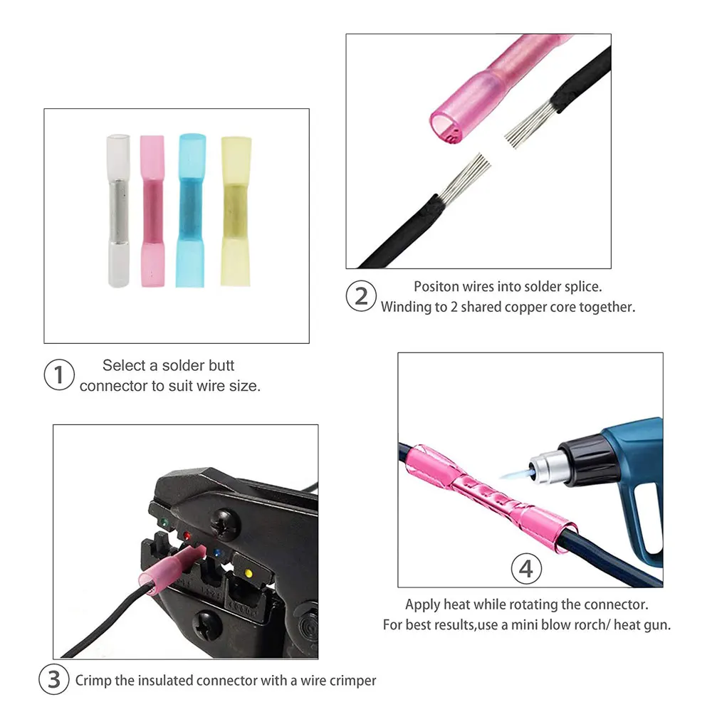 Изолированный термоусадочный соединитель для стыковой проволоки 100 шт. 12-10AWG