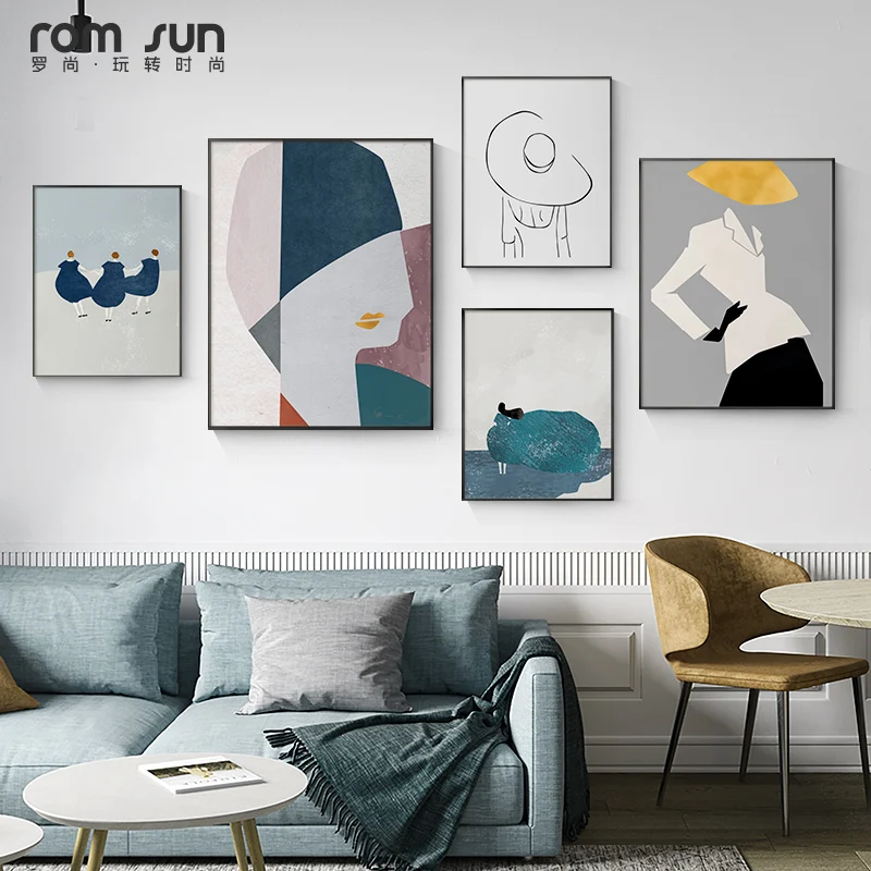 

Abstract Women Minimalist Nordic Poster&Prints Modern Canvas Painting Wall Art Modern Girl Wall Picture Bedroom Home Decor