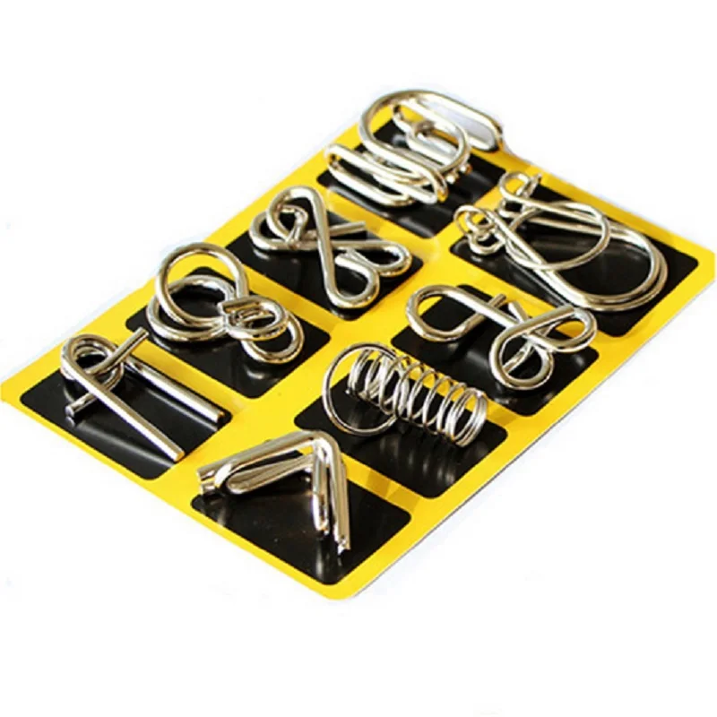 

8PCS/Set Materials Metal Montessori Puzzle Wire IQ Mind Brain Teaser Puzzles for Children Adults Anti-Stress Reliever Toys