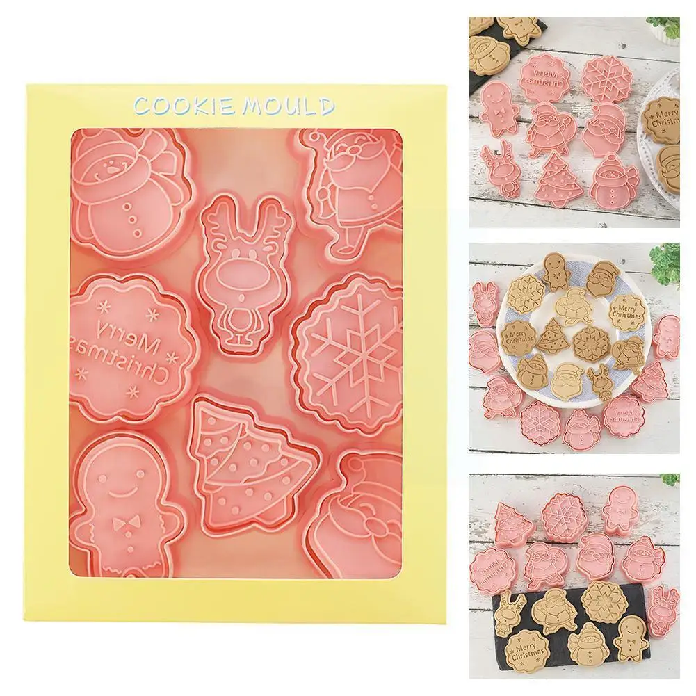 

8 Pcs/set Diy Christmas Cartoon Biscuit Mould Cookie Baking Mold Cookie Plastic Abs Cutter Mould Biscuits Tools 3d Decorati G0a5