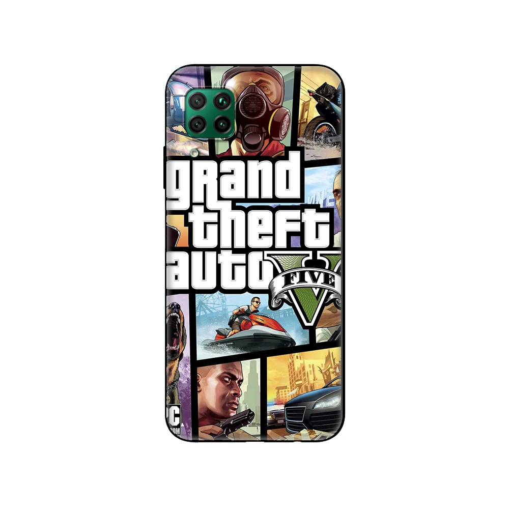 Черный чехол из ТПУ для Huawei P30 Lite Pro P40 LITE E P Smart 2020 rockstar gta 5 Grand | Мобильные телефоны и