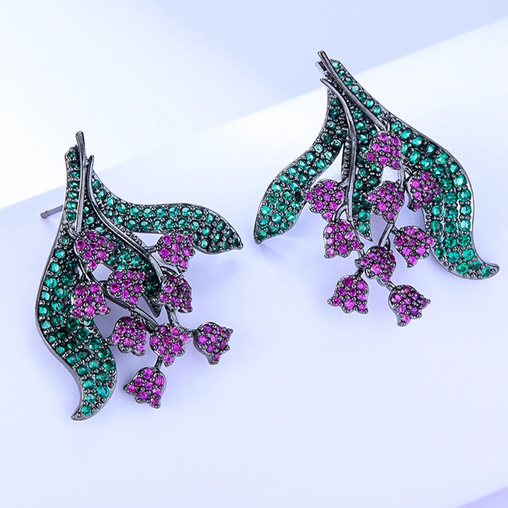 

JIMBORA 2021 высококачественные великолепные Роскошные висячие серьги с цветами для женщин и девушек летние пляжные вечерние ничные украшения Р...