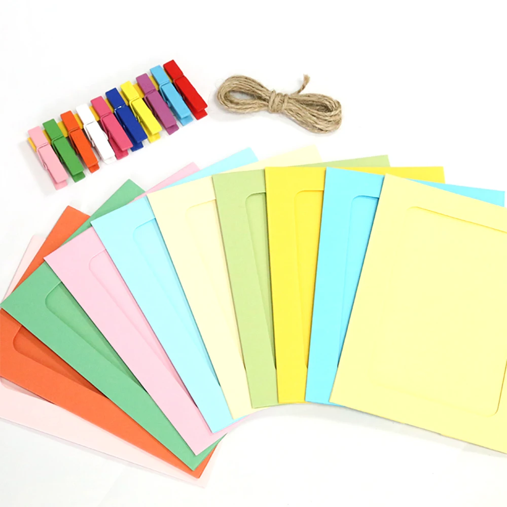 10 шт. розовая синяя бумажная рамка с зажимами и веревкой 7 дюймов настенная