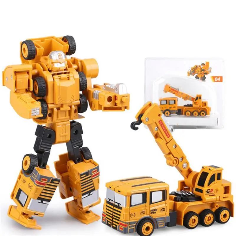 

5 In 1 Deformation Car Toy Construction Assembled Toy Car Dump Crane Excavator Car Deformation Robot Toy Child Boy Birthday Gift