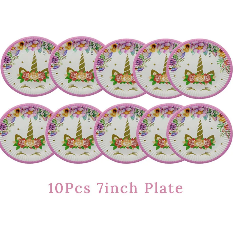 

Girl Birthday Party Pink Unicorn Paper Plate Cup Napkin Disposable Tableware Sets Baby Shower 1st Birthday Party Supplies