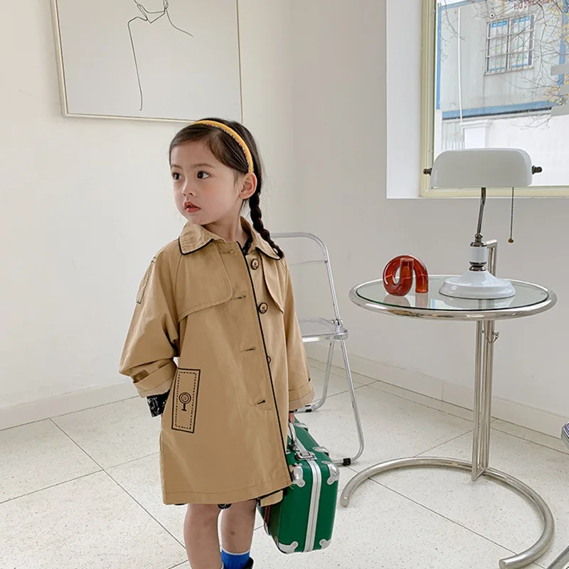 

Mila Chou Children's baby windbreaker jacket for Girl spring Autumn kid girls parka kids child Trench Coat girls Cotton Jackets