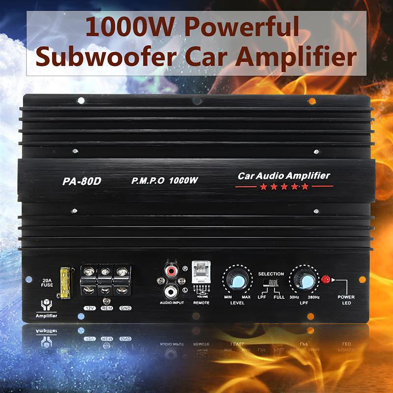 12V 1000W Car Audio High Power Amplifier Amp Board Powerful Subwoofer Bass Amp PA-80D