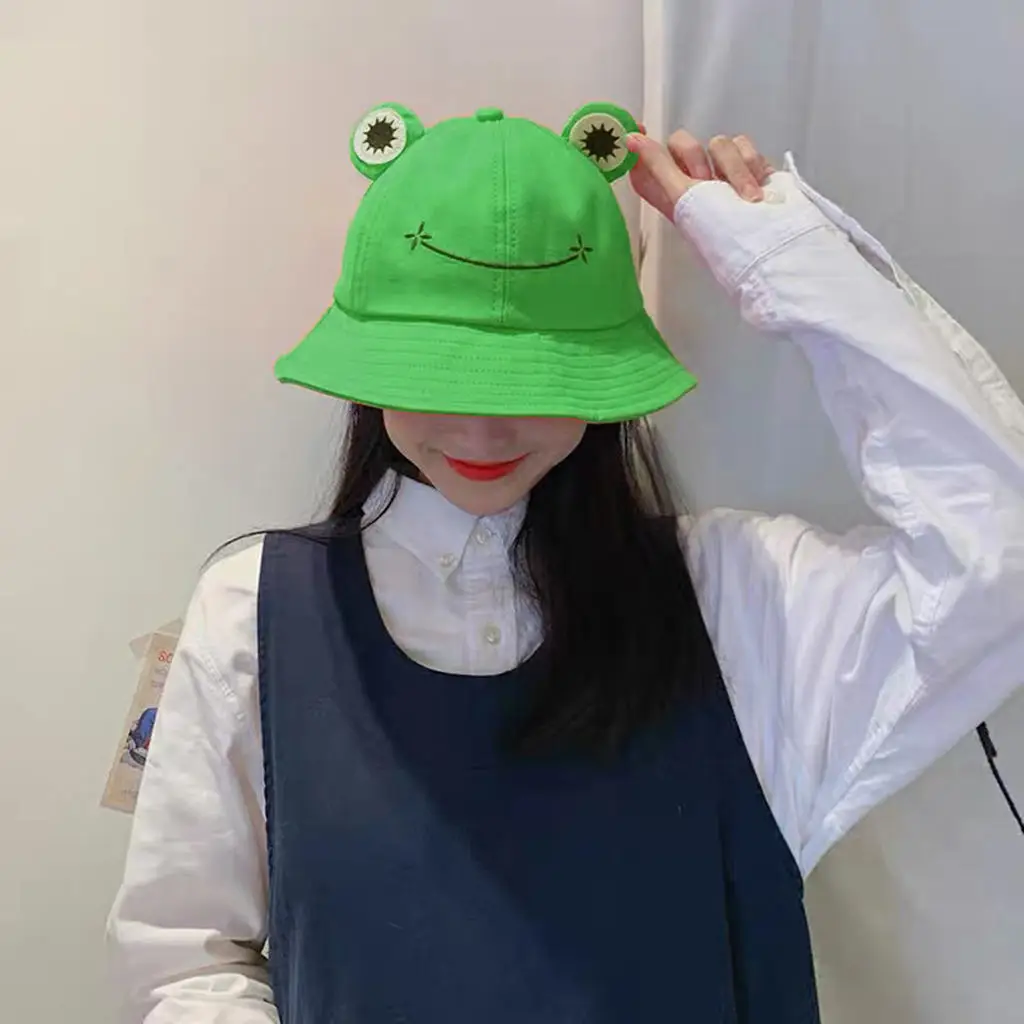 

Cartoon Frog Bucket Hat Women Fishing Cute Froggy Hat Outdoor Fisherman Sun Hat