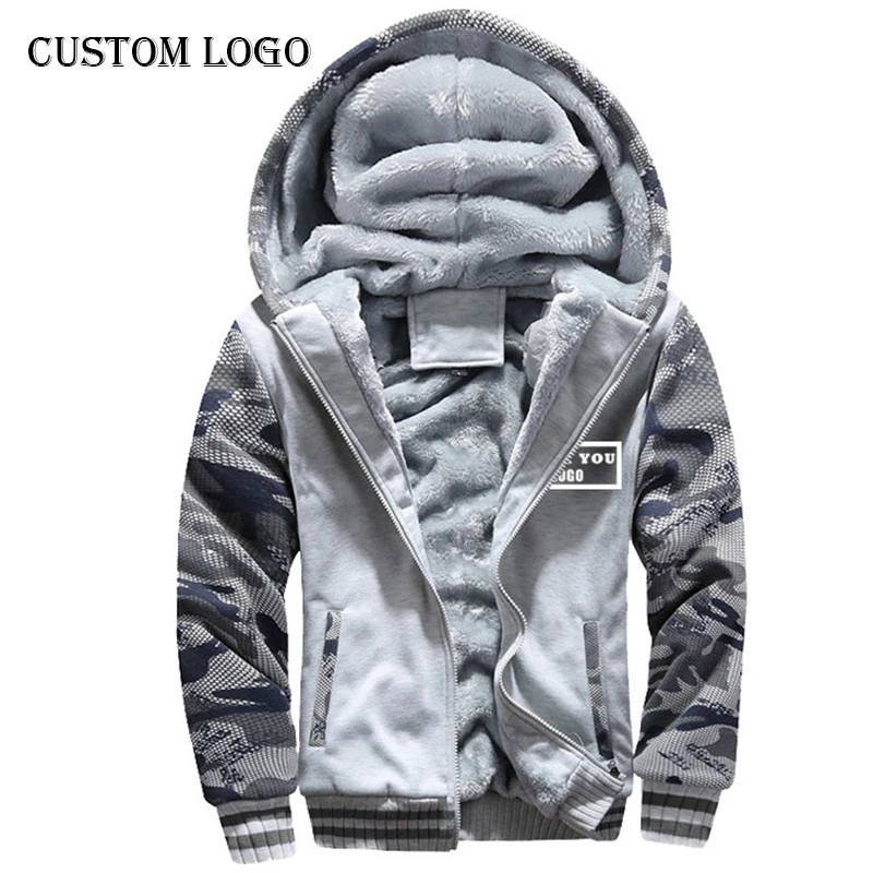 

Customize Autumn Winter Men's Heating Jacket Casual Hooded Sweatshirts Plus Velvet Thickening Coat Long Sleeve Top Streetwear