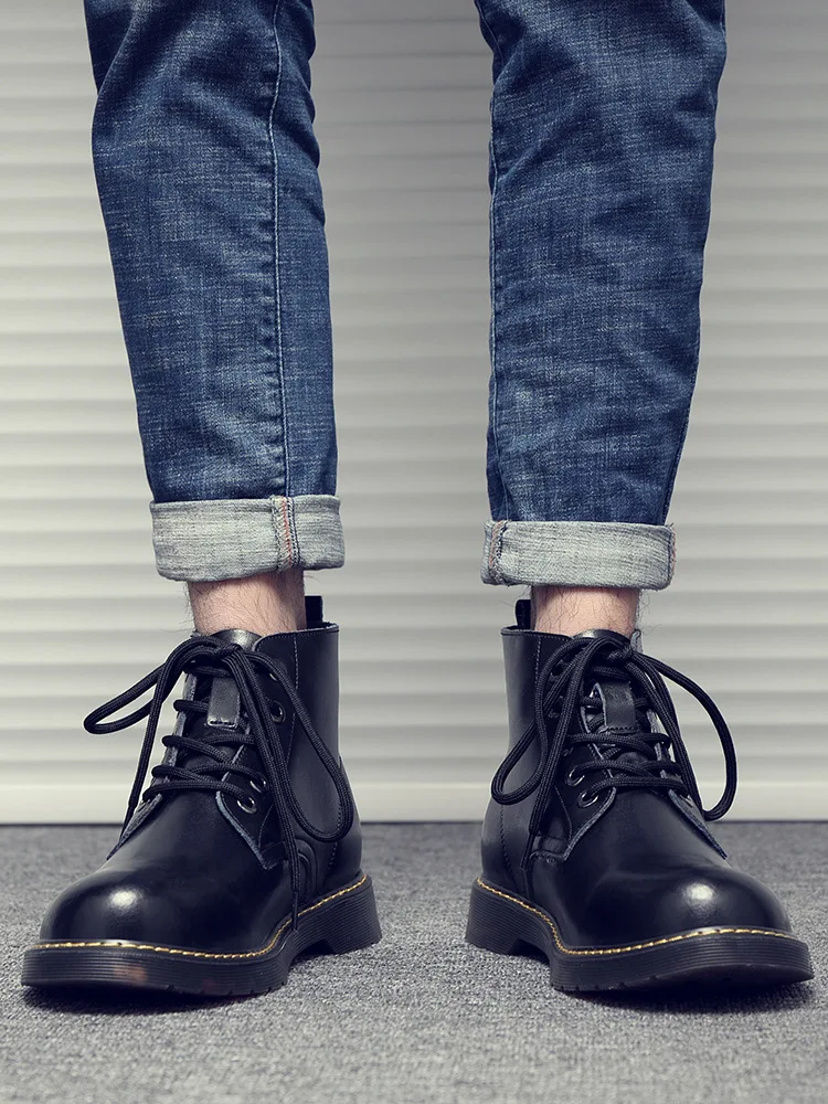 Men's Mid-Calf Boots New Couple Unisex Short leather Basic Light Waterproof Shoes Fashion Ankle Big Size 38-44 | Обувь