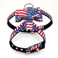 american flag elements dog vest harness stars and stripes puppy collar leash quick release doggie pet microfiber leather lead