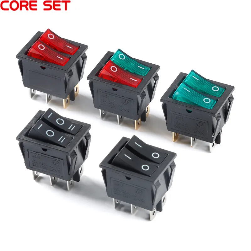 Кулисный Переключатель KCD6 прозрачный красный зеленый светодиодный светильник