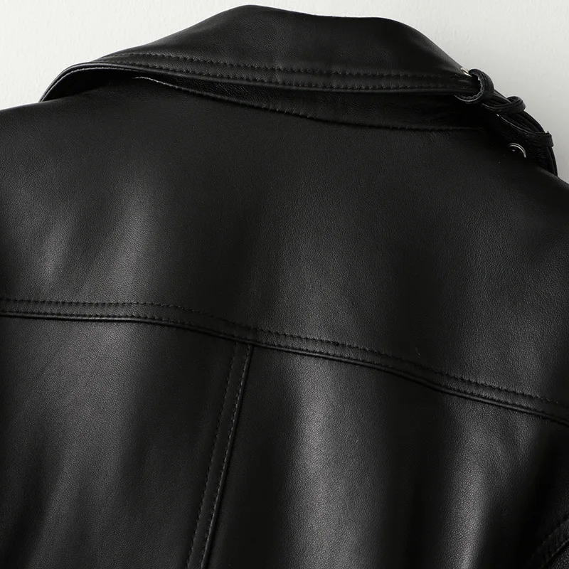 Женская куртка из натуральной овечьей кожи байкерская в уличном стиле на весну и