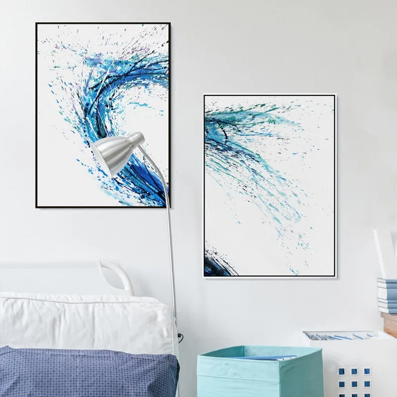 Граффити спрей цвет абстракция фиолетовый синий черный волна холст Картина