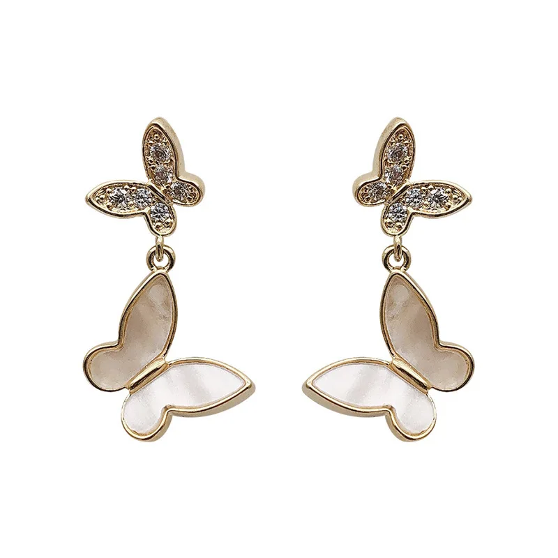 

New Female Temperament Earrings Korean Net Red Shell Butterfly Earrings New Wave Earrings Wild