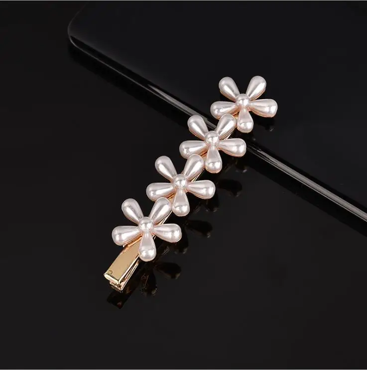 4 Flower(9cm) Элегантные жемчужные заколки для волос для женщин и девочек, металлическая заколка-палочка, Шпилька для волос, Золотая ручная работа, корейский дизайн, аксессуары для укладки волос - Цвет: 4 Flower(9cm)