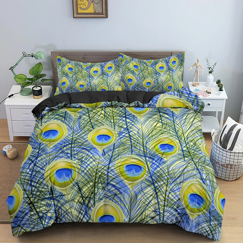 

Boho Psychedelic Feather Bedding Sets Colorful Bohemia Duvet Cover Set With Pillowcase Queen King Single Size Bedclothes
