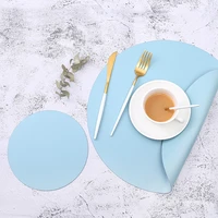 napkin creative pu leather tableware pad placemat dining table mat round waterproof heat insulated pad home desktop decoration