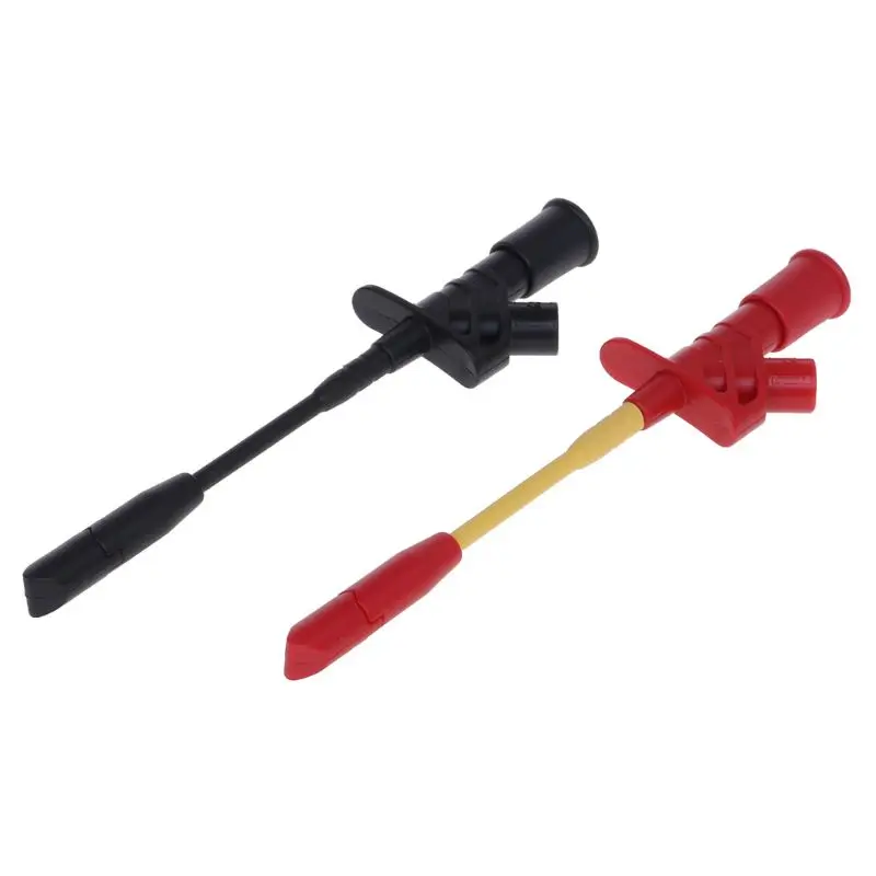 

1 Pair 10A Professional Piercing Needle Test Clips Multimeter Testing Probe Hook With 4mm Socket Automotive Car Test Clip