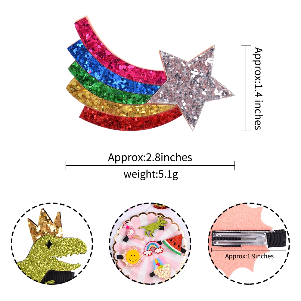 5 шт./лот Мультяшные банты для волос с клипсой милых маленьких девочек блестящие