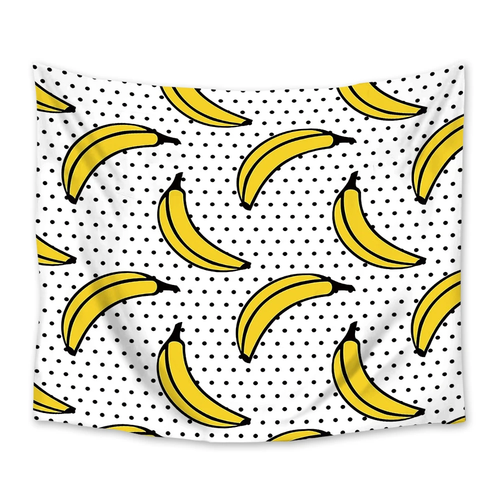 

Banana Fruit Black Point Cartoon Polyester Tapestry Wall Hanging Carpet Throw Yoga Mat Tapestry for Home Bedroom Decoration
