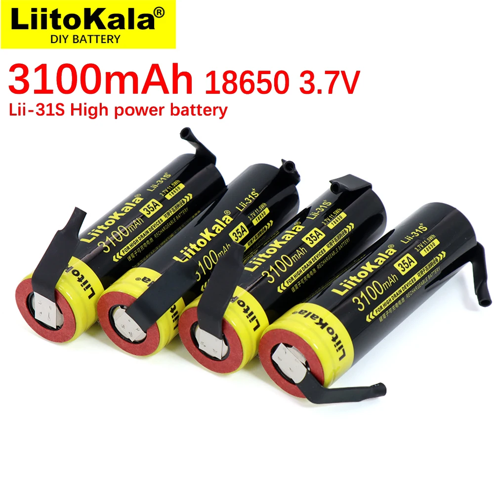 Подлинный / оригинальный новый LiitoKala Lii-31S 18650 аккумулятор 3 7 В литий-ионный 3100 мА 35A