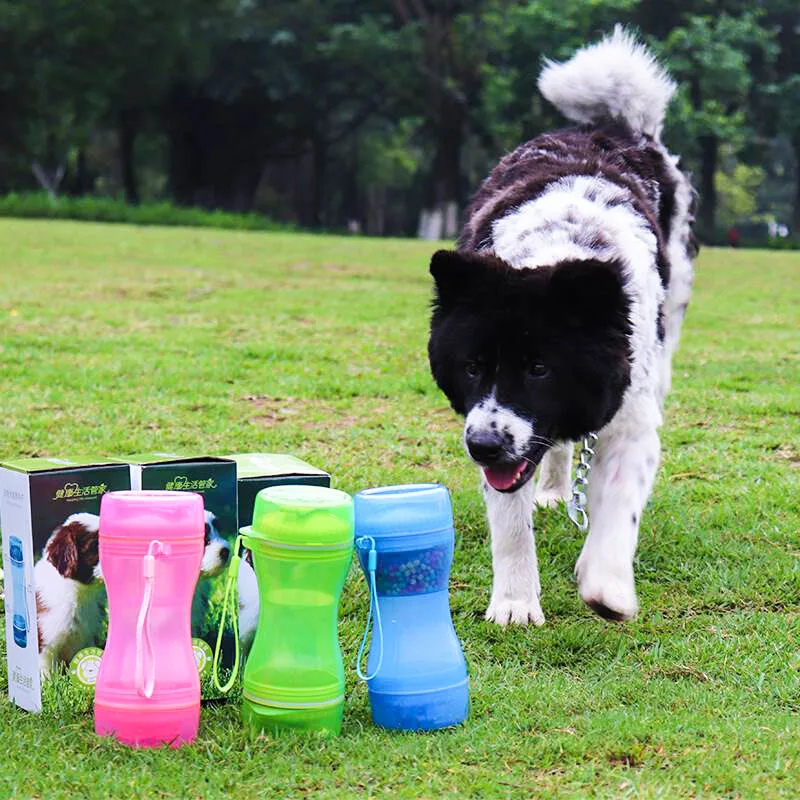 Портативная бутылка для воды домашних питомцев 2 в 1 миска питья путешествий на
