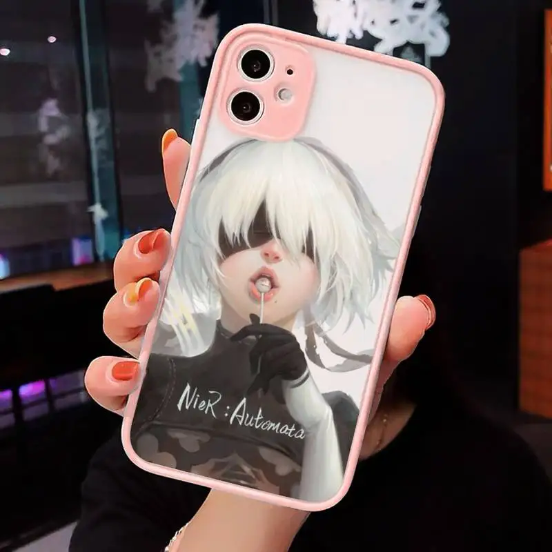 

Nier Automata 2b Anime luxury Phone Cases shellmatte transparent For iphone 7 8 11 12 plus mini x xs xr pro max cover