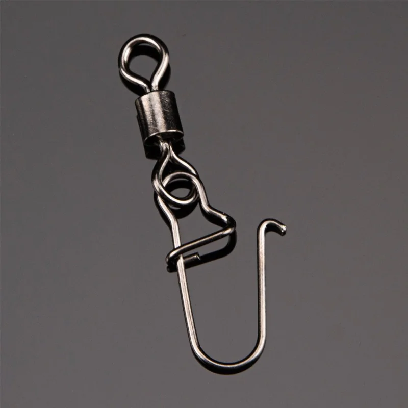 

50PCS/Lot Stainless Steel Fishing Connector Pin Bearing Rolling Swivel with Snap Fishhook 2#4#6#8# For Lures Fishing Accessorrie