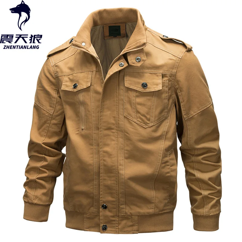 Для AliExpress, мужская куртка из чистого хлопка, армейская рабочая одежда, пальто, куртка большого размера, мужская куртка Air Force One от производителя Dire - Color: Khaki