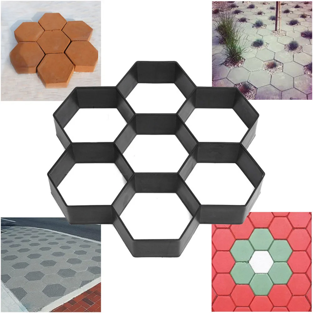 

Hexagon Concrete Molds Reusable Stepping Stone Paver Walk Maker Paving Pavement Mold for Garden Walkway Yard Patio Decoration