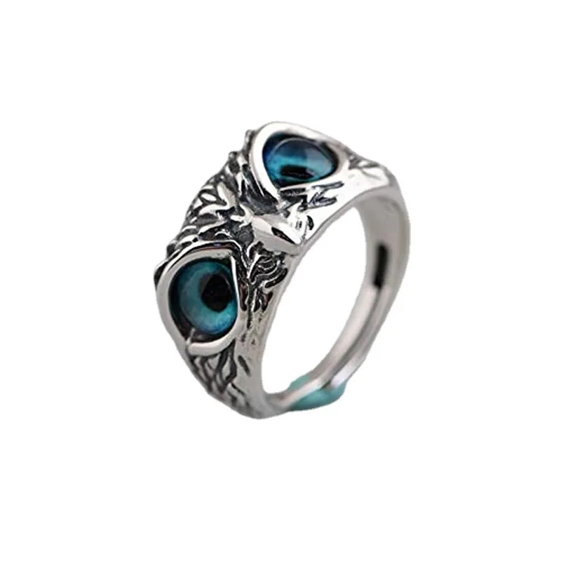 

YUNAO Jewelry Retro Demon Eye Owl Ring Creative Exaggerated Animal Couple Opening Adjustable Ring Boho Ring Hot Sale Product