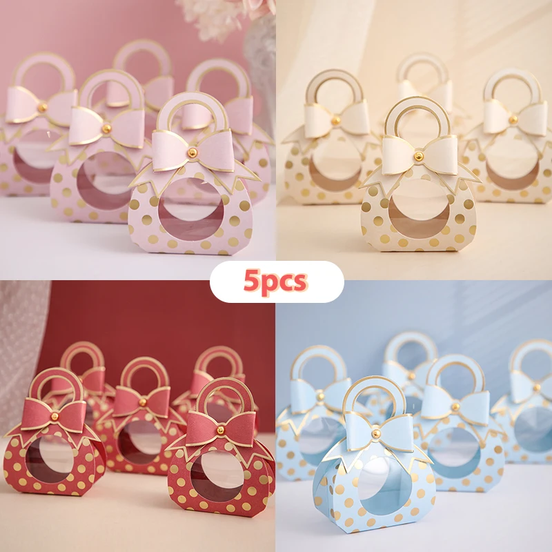 

5Pcs Marriage Wedding Candy Favors Box Creativity Birthday Party Bow Boxes