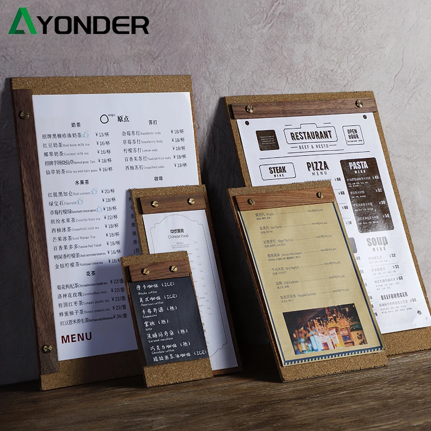 1 шт. пробковые папки с зажимом деревянная Черная подставка из ореха доска меню