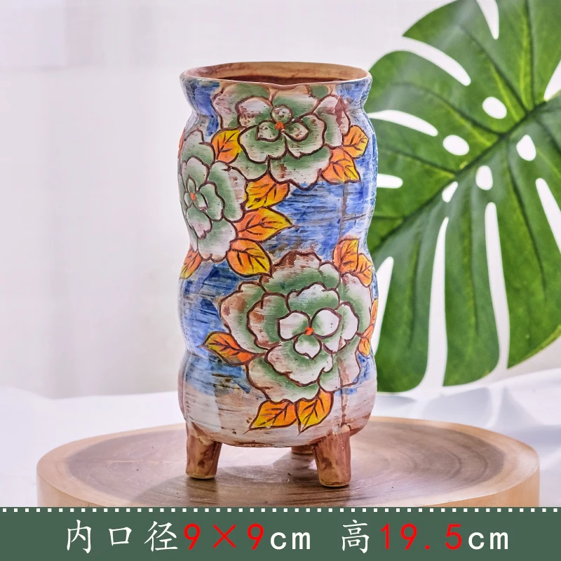 Горшок для растений-суккулентов большой раскрашенный керамический цветочный