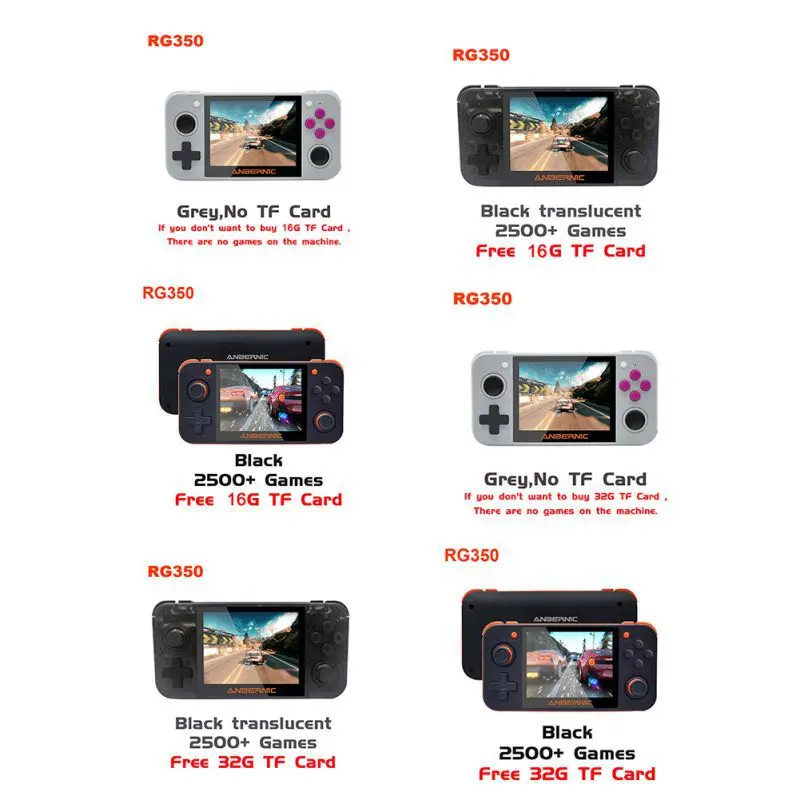 

K Portable Handheld Game Console RG350 Retro Game Console Free With 32G TF Card IPS Screen Video Game Console Accessories