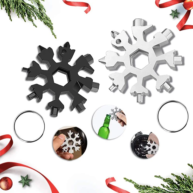 

Snowflake Multi Tool, Snowflake Bottle Opener/Wrench, Durable and Portable to Take, Great gift(Standard, Stainless Steel).