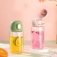 360ml500ml glass water bottles with straw 2021 summer portable glass kettle travel student juice milk cup leak proof green pink