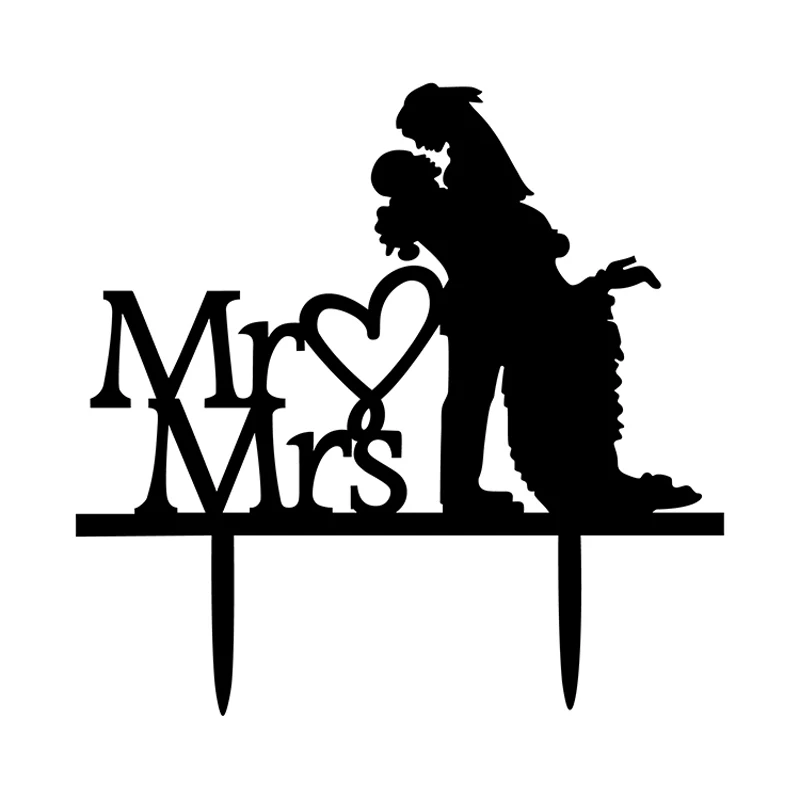

High Quality Acrylic Wedding Cake Topper Mr and Mrs the Bride and the Bridegroom Wedding Anniversary Cake Decorating Tools