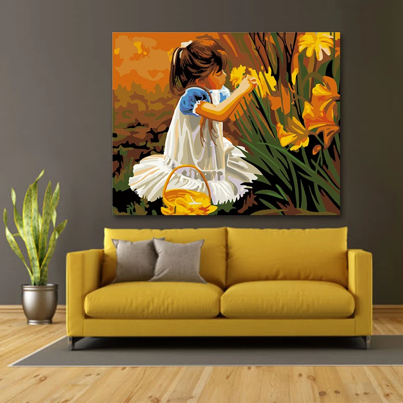 Краска по номерам художественная живопись Милая маленькая девочка реалистичный