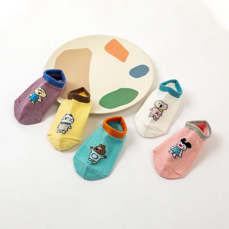 

5 Pairs Kids Socks Cotton Baby Socks Cartoon Animal Boys Girls No Show Socks Cute Aqua Infant Socks Newborn Toddler Accessories