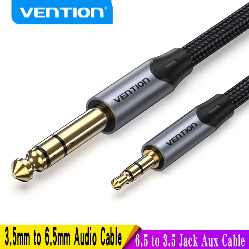 Vention-Cable auxiliar adaptador de 3,5mm a 6,35mm, accesorio para amplificador mezclador, chapado en oro, Jack 3,5 a Jack 6,5, 0,5 m, 3m, 5m, Aux Cabo macho a macho