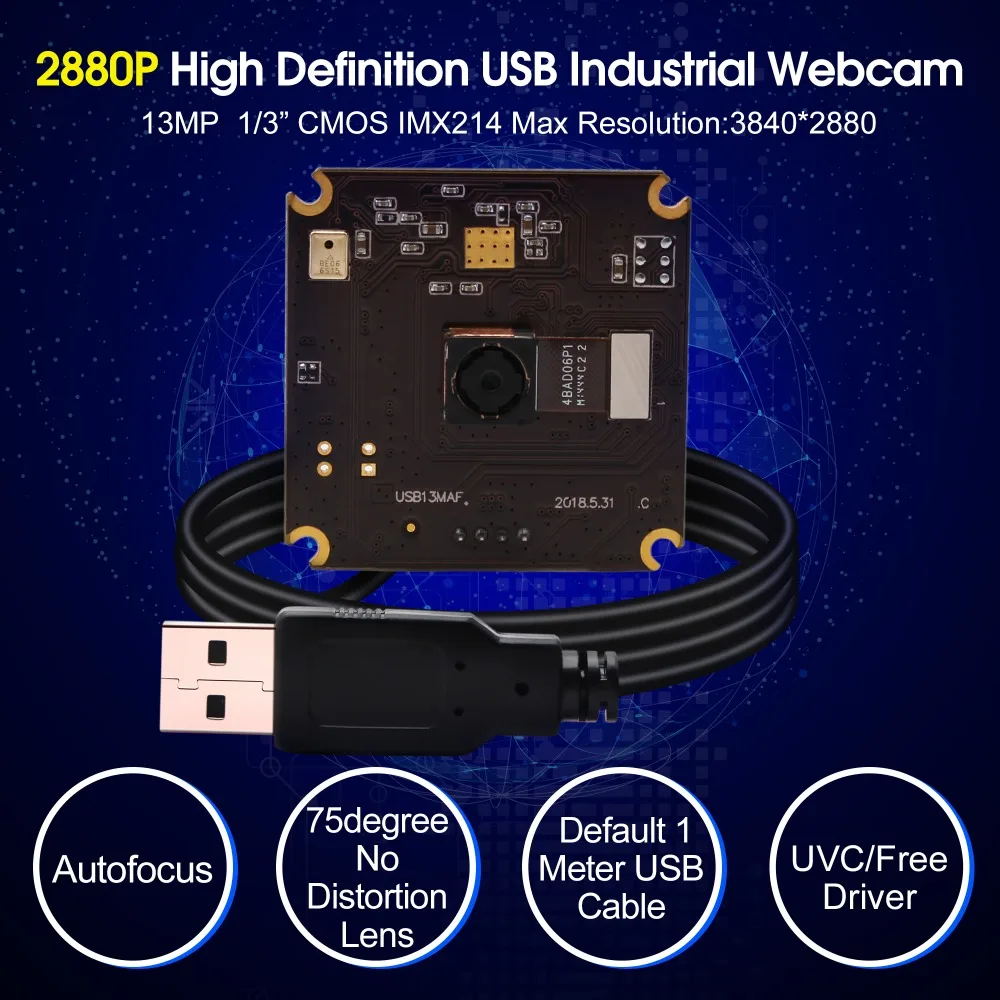 13MP модуль камеры с автофокусом USB MJPEG 10fps 3840x2880 sony IMX214 Mini 38*38 мм Печатная плата камеры для Linux Windows Mac Android