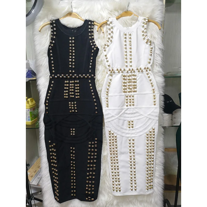 Женское Бандажное платье без рукавов белое элегантное желтое розовое с бисером