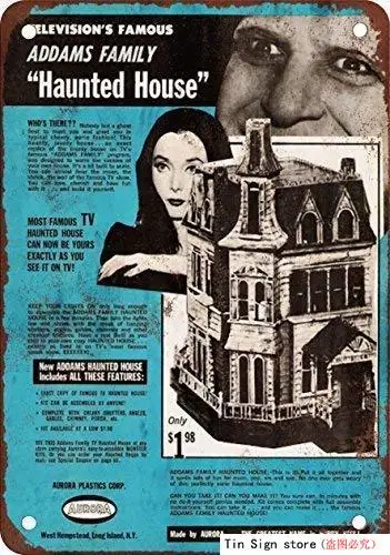 Оловянный знак новый алюминиевый 1965 Addams семейный дом с привидениями набор