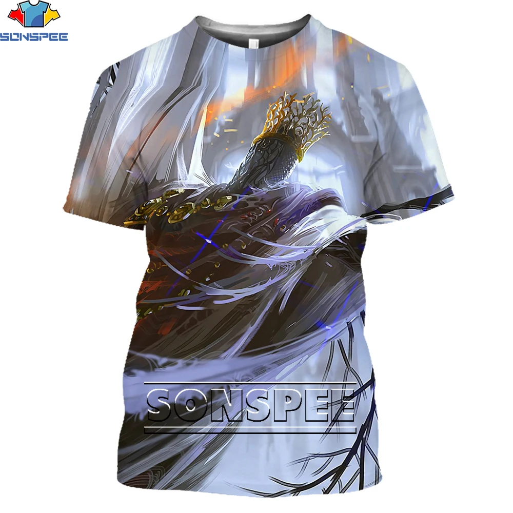 

SONSPEE 2021 Summer New Boy Video Game 3D Print Dark Soul Ⅲ T-shirt Cartoon Short-sleeved Men's Summer Casual All-match Tops
