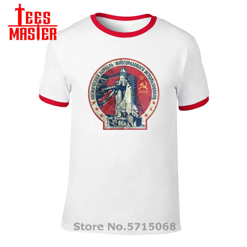 Retro CCCP Space Ship V01 T shirts Union USSR Era Men T-shirt Interkosmos Boctok Rocket Buran Shuttle Tshirt Hot Tee | Мужская одежда