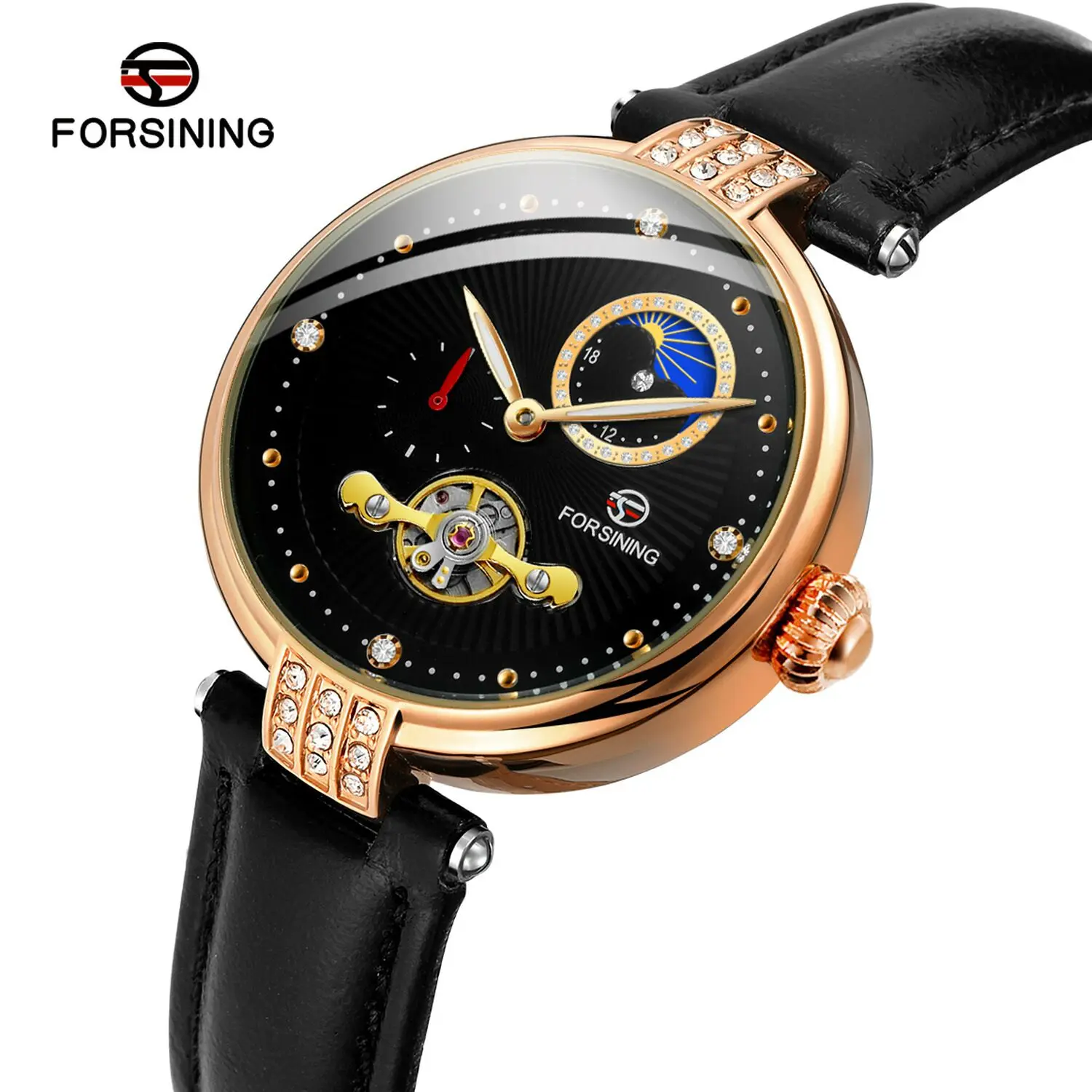 

Forsining New Women's Fashion Mechanical Watch Hollow Out Automatic Mechanical Watch Stainless Steel Watch
