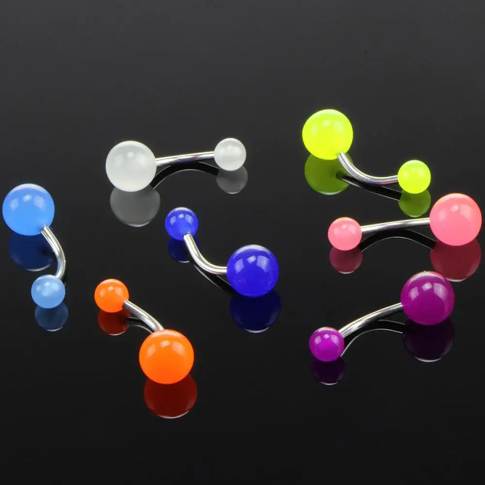 

Hot Sexy Piercing Navel Nail Neon Paint Stainless Steel Belly Button Rings Belly Piercing Navel Piercing Summer Body Jewel